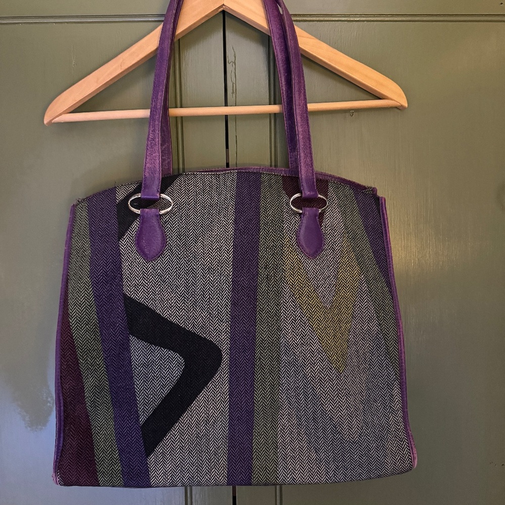 Pucci wool herringbone and leather tote bag